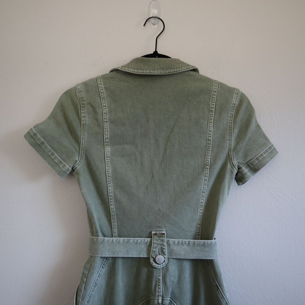 NWT Alice + Olivia Women's Green Gorgeous Collar Wide-leg Jumpsuit Size 25 - Picture 4 of 5